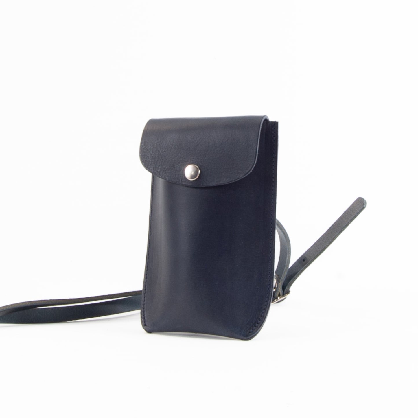Vintage Navy Leather Phone Pouch image 1