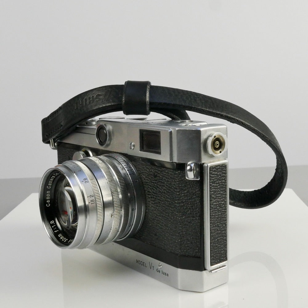 Black Leather Camera Wrist Strap - Lulworth Stitched image 1