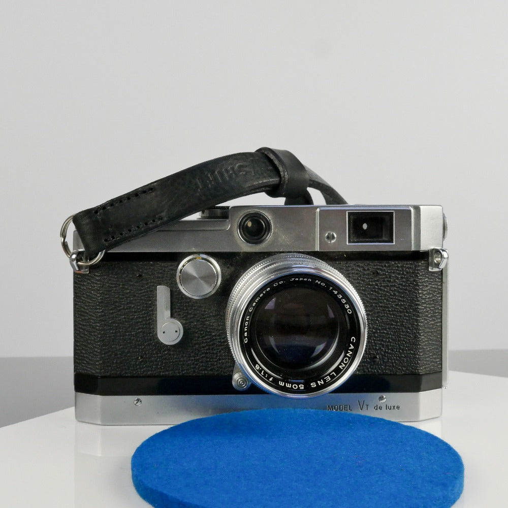 Black Leather Camera Wrist Strap - Lulworth Stitched image 2