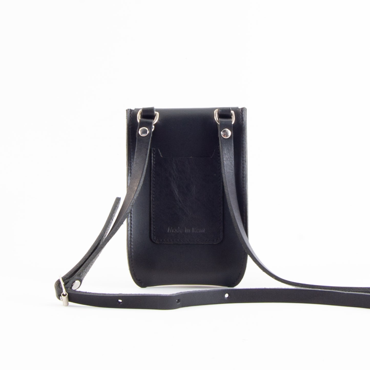 Black Leather Phone Pouch image 3