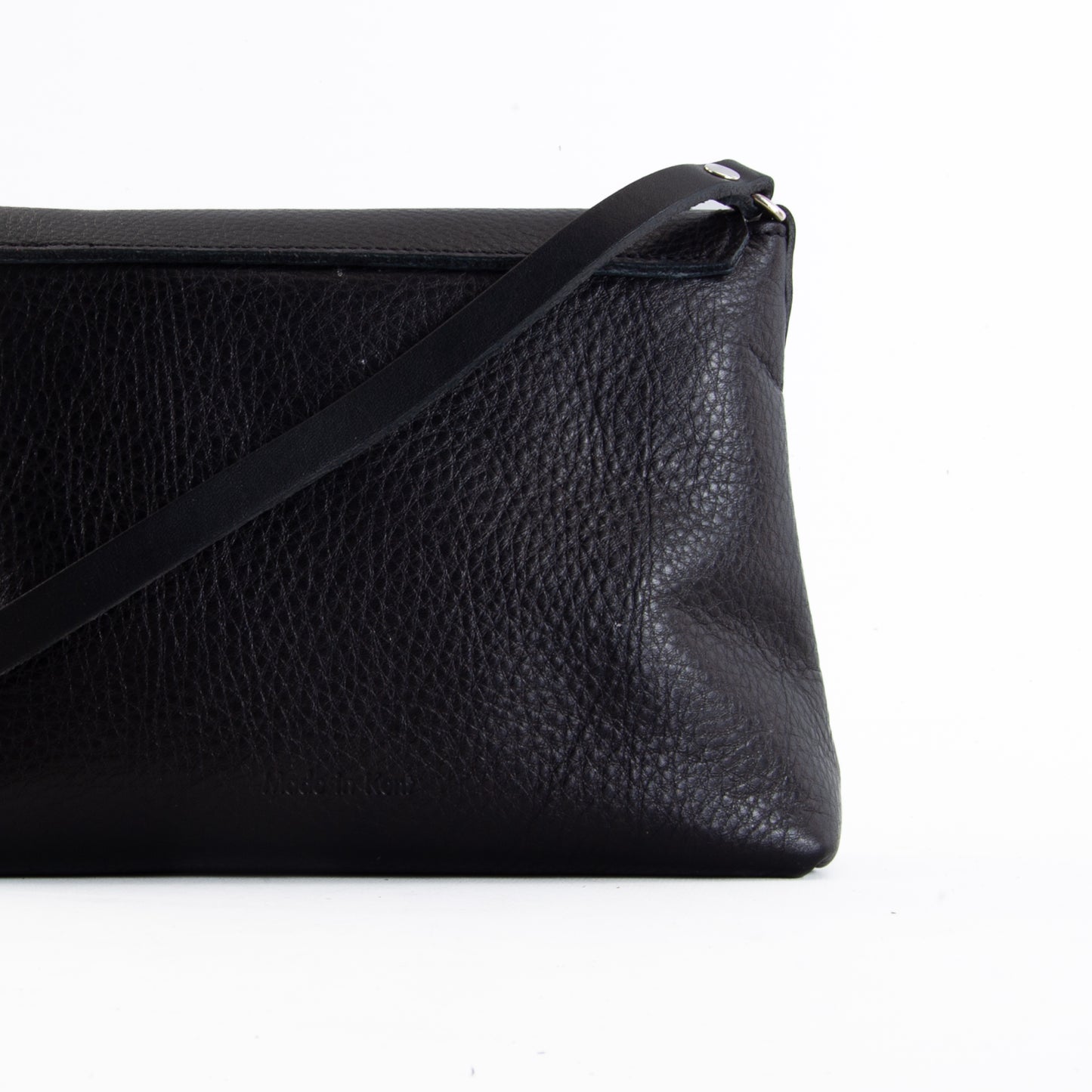 Soft Black Leather Flap Over Bag image 5