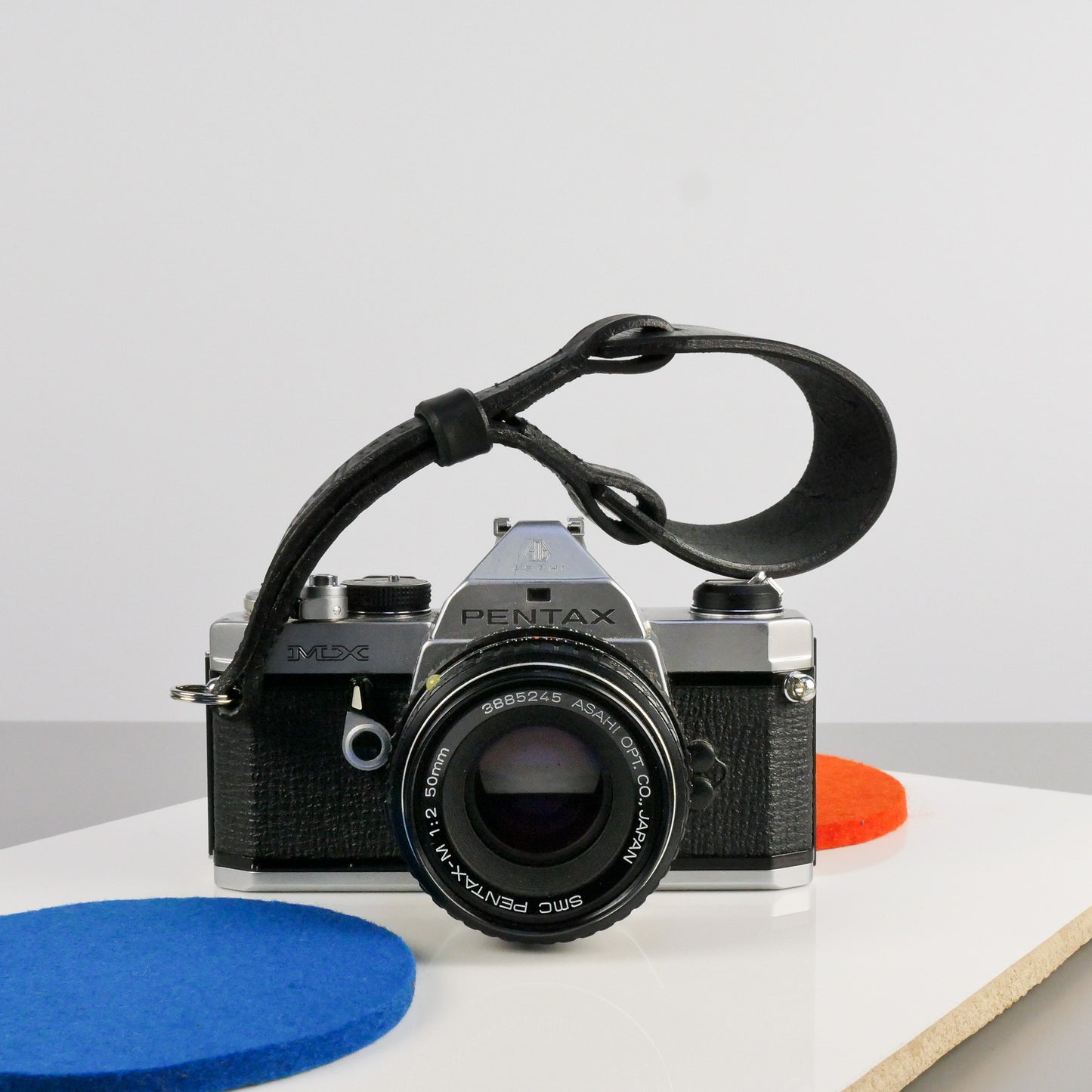 Black Leather Wide Camera Wrist Strap - Scandola Stitched image 3