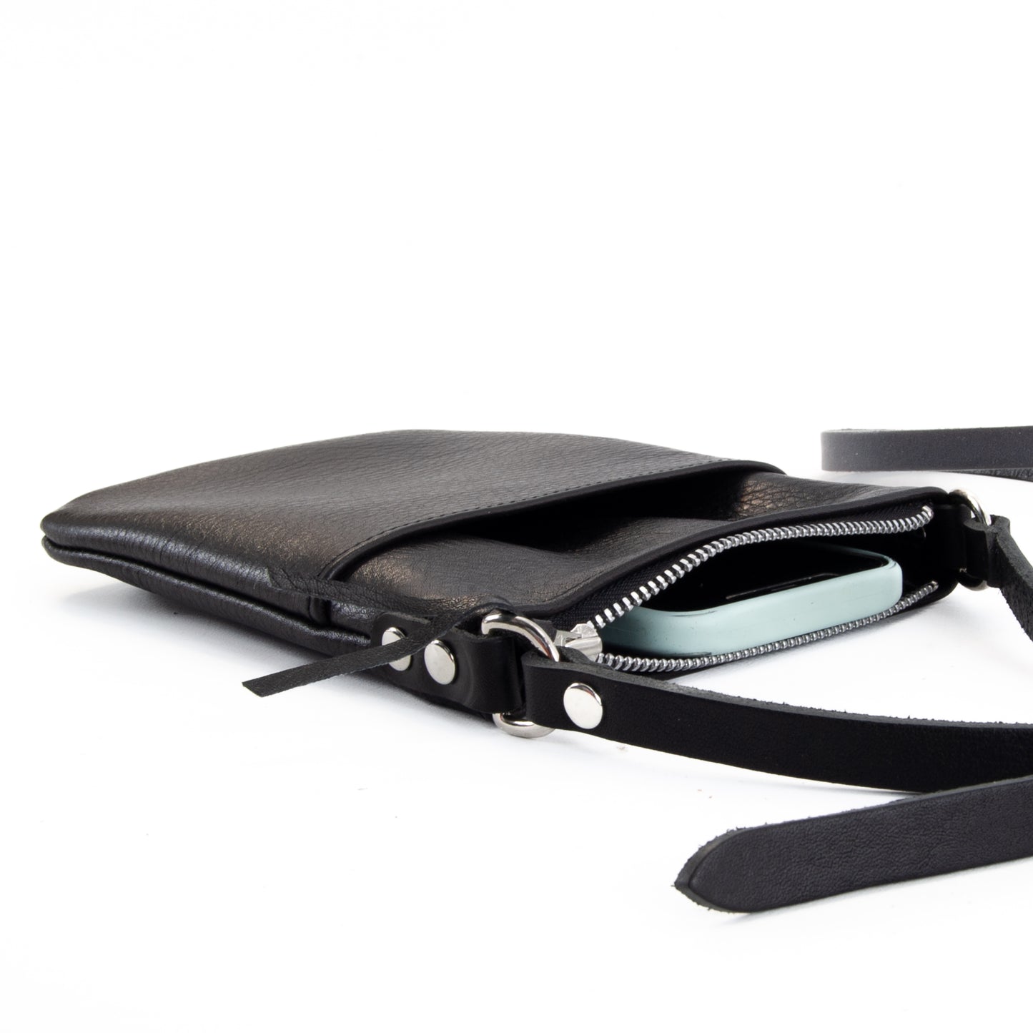 Lightweight Black Leather Mini Bag image 7