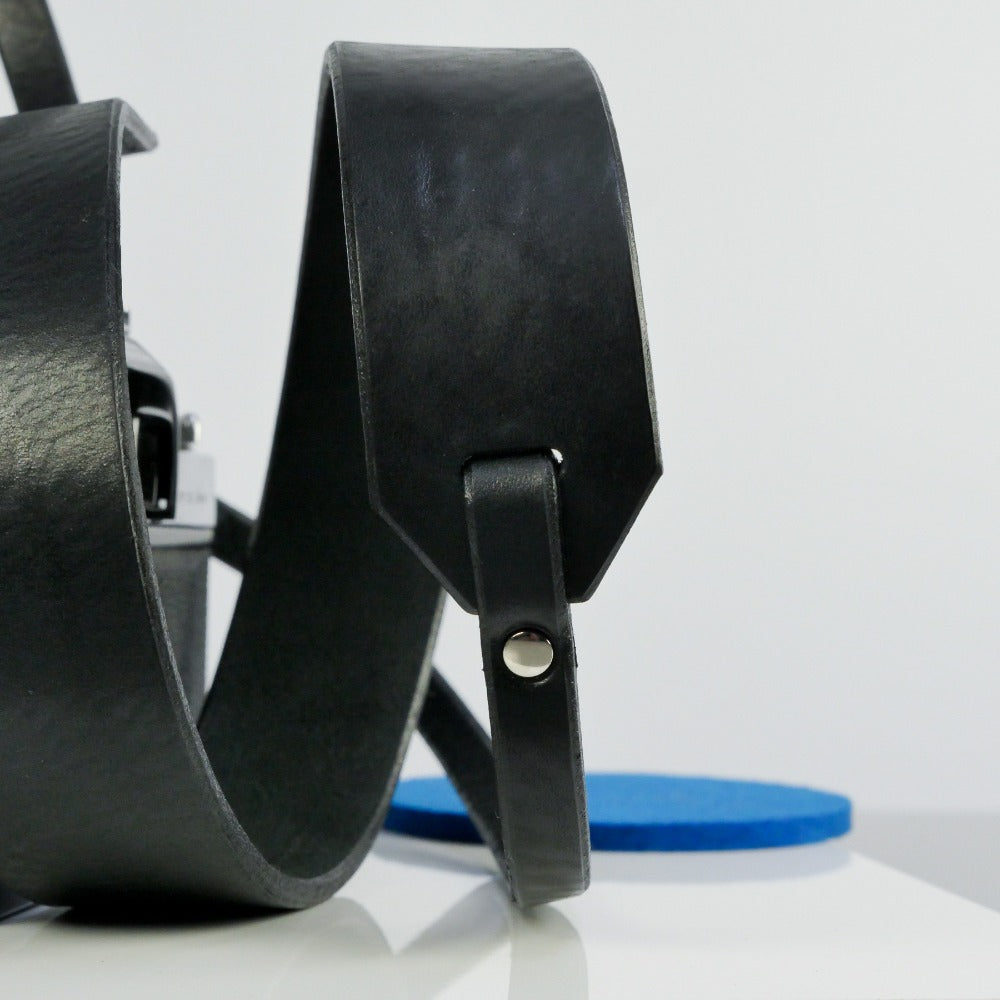 Wide Black Leather Camera Strap - Yosemite Rivet image 2