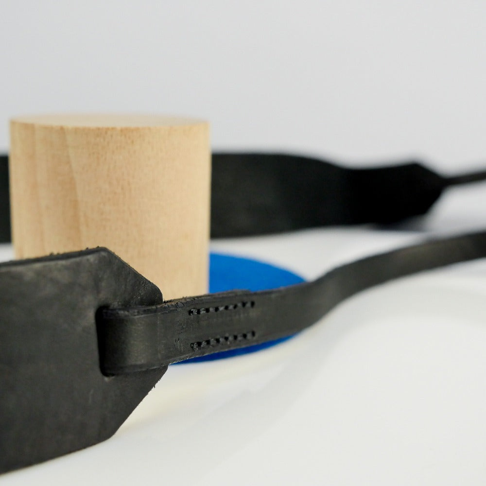 Wide Black Leather Camera Strap - Yosemite Stitched image 2
