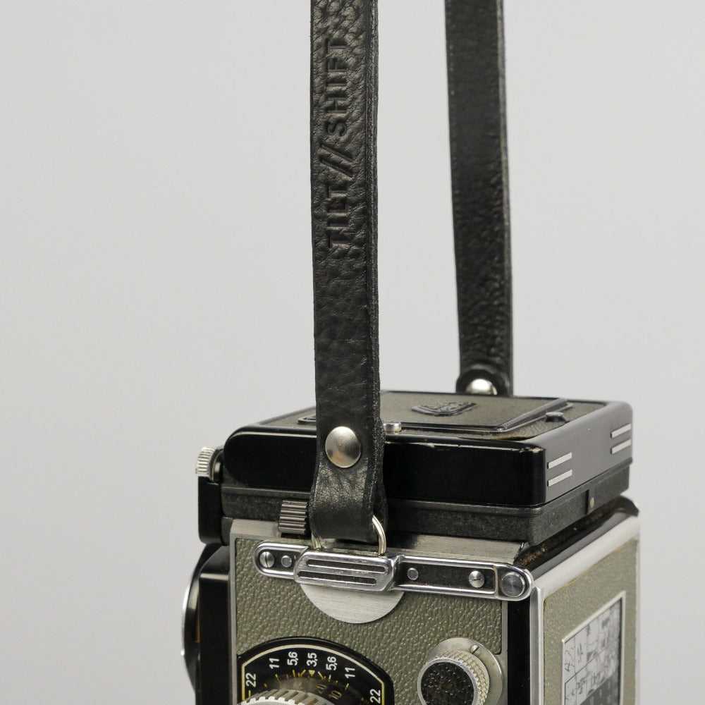Slim Black Leather Camera Strap - Messel Rivet image 1