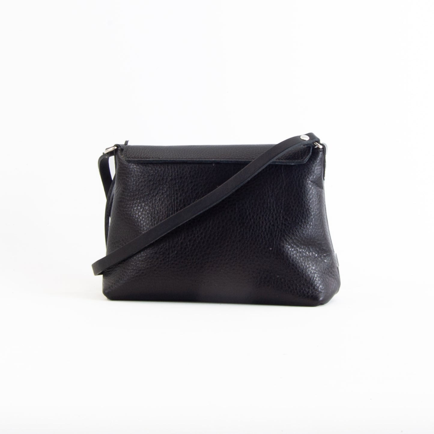 Soft Black Leather Flap Over Bag image 8