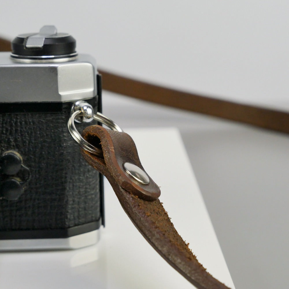 Slim Brown Leather Camera Strap - Messel Rivet image 1
