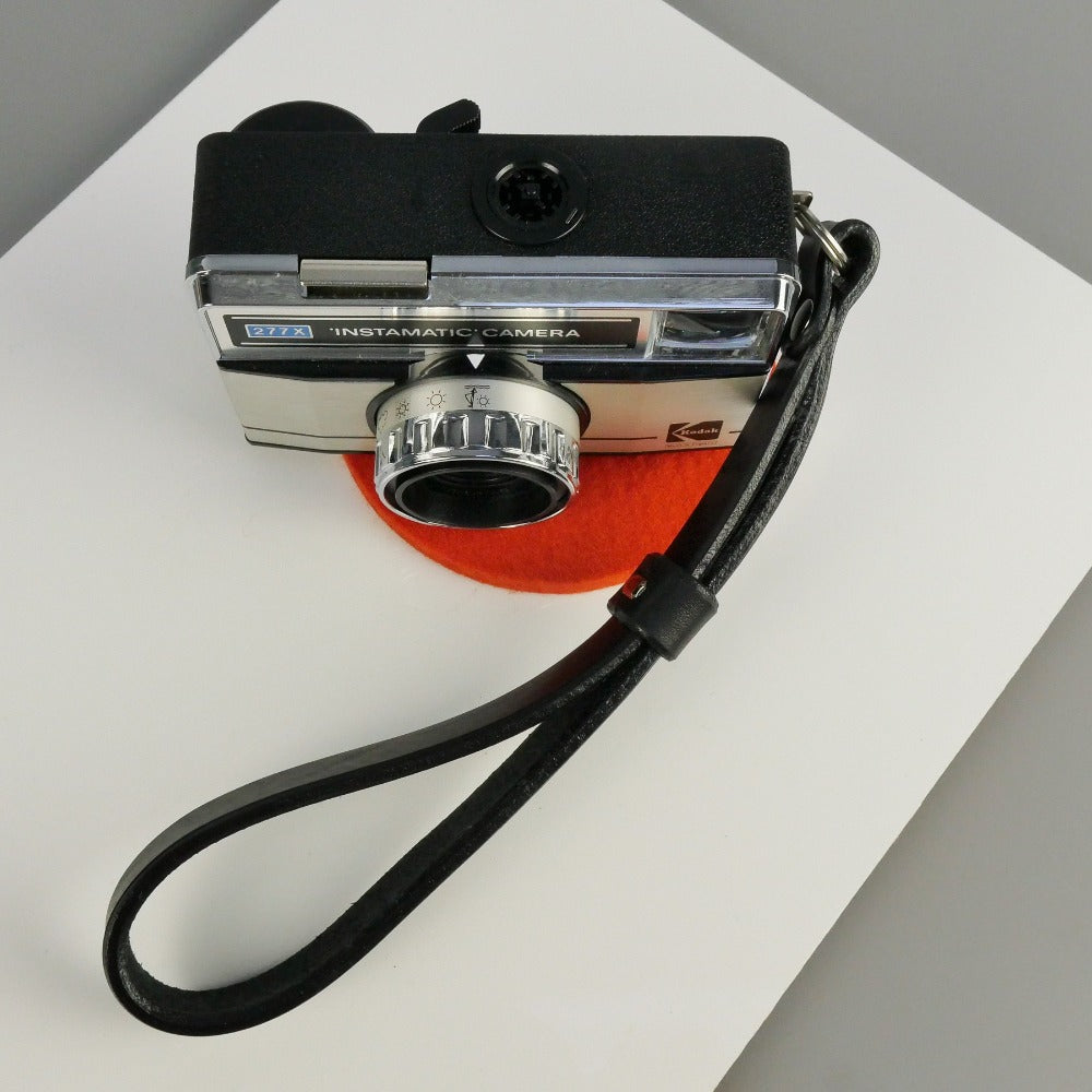 Black Leather Camera Wrist Strap - Lulworth Rivet image 1