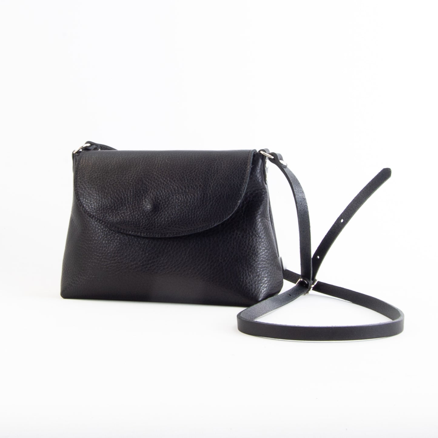 Soft Black Leather Flap Over Bag image 4