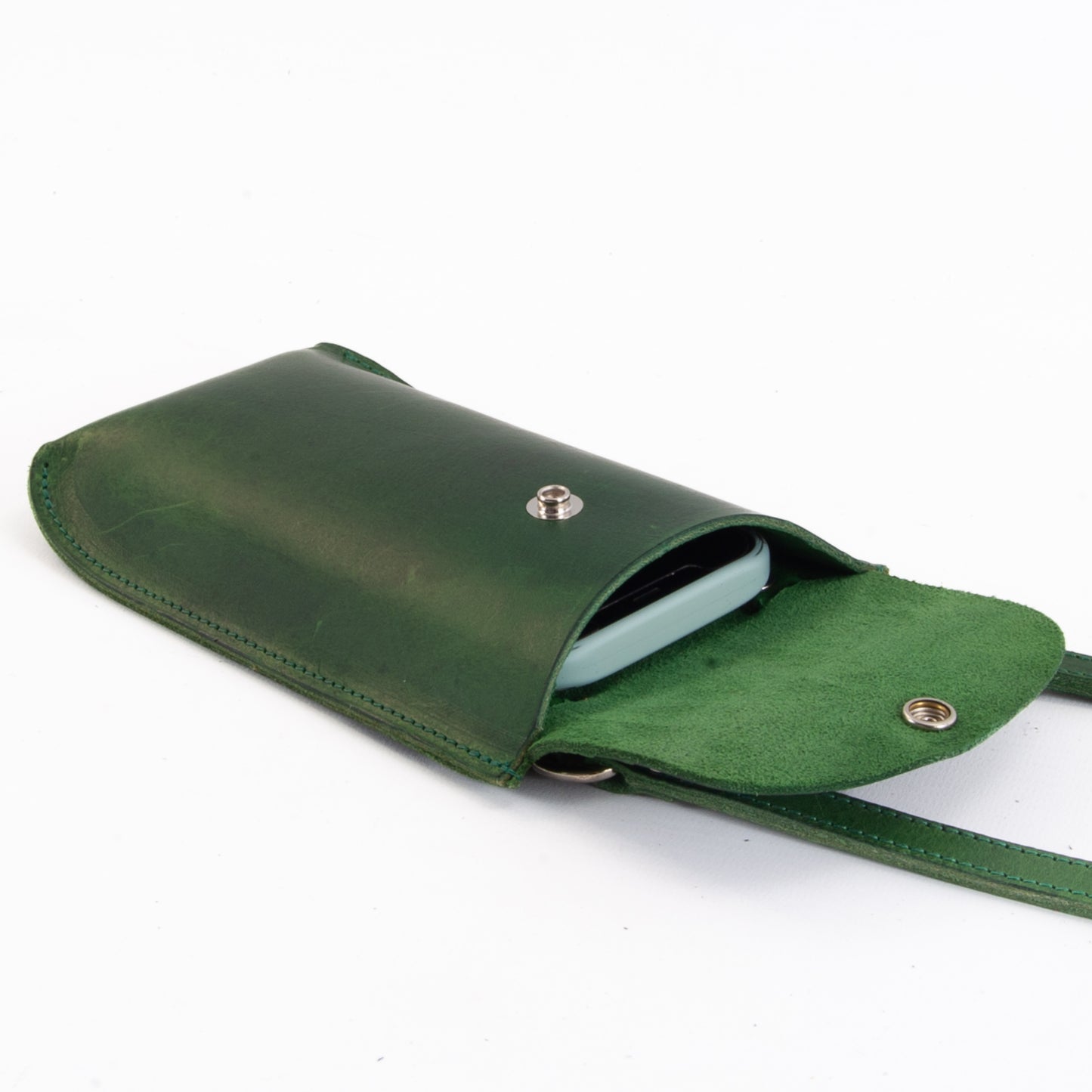 Green Leather Phone Pouch image 5
