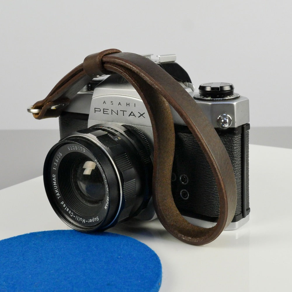 Brown Leather Camera Wrist Strap - Lulworth Rivet image 1