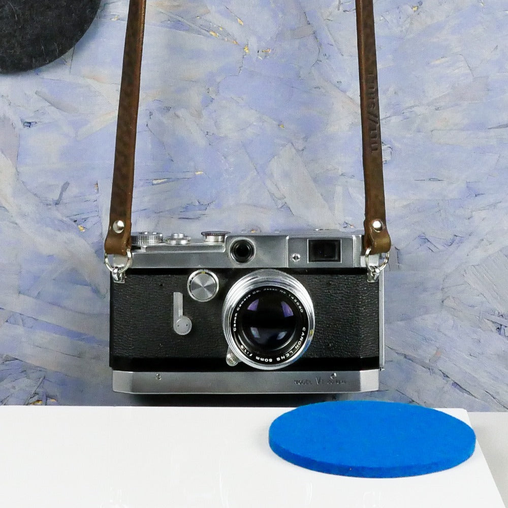 Wide Brown Leather Camera Strap - Yosemite Rivet image 6