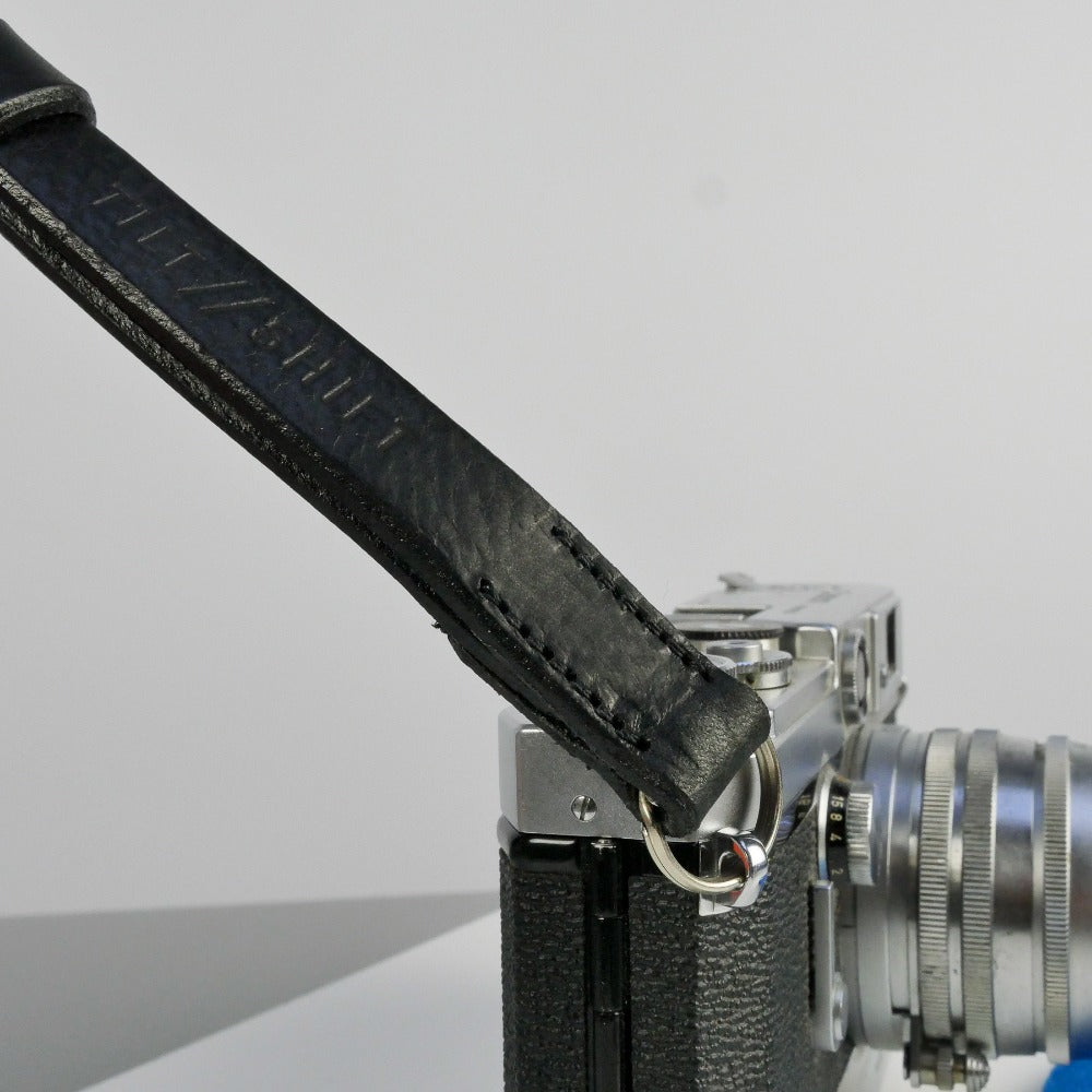 Black Leather Camera Wrist Strap - Lulworth Stitched image 3