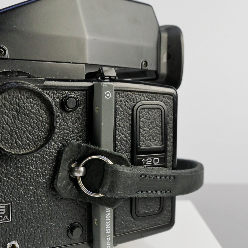 Slim Black Leather Camera Strap - Messel Stitched image 5