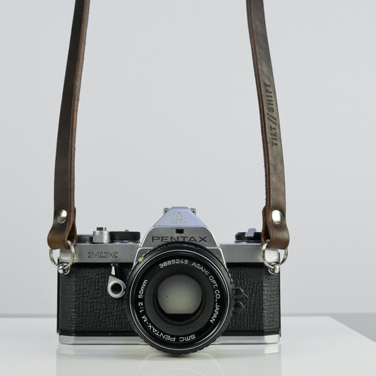 Slim Brown Leather Camera Strap - Messel Rivet image 0