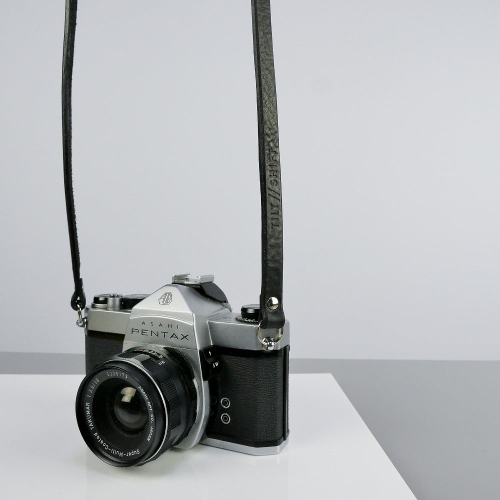 Wide Black Leather Camera Strap - Yosemite Rivet image 7