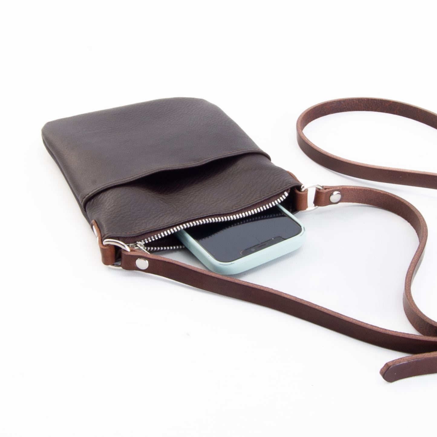 Lightweight Brown Leather Mini Bag image 4