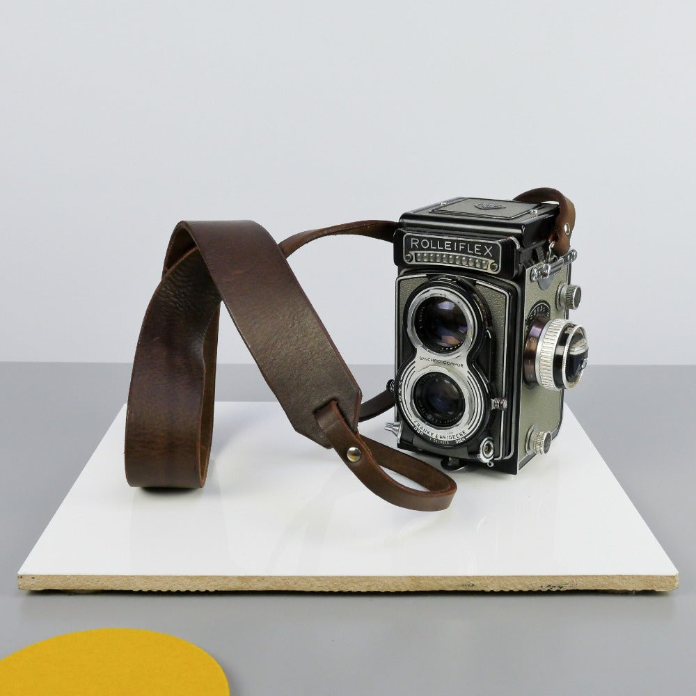 Wide Brown Leather Camera Strap - Yosemite Rivet image 7