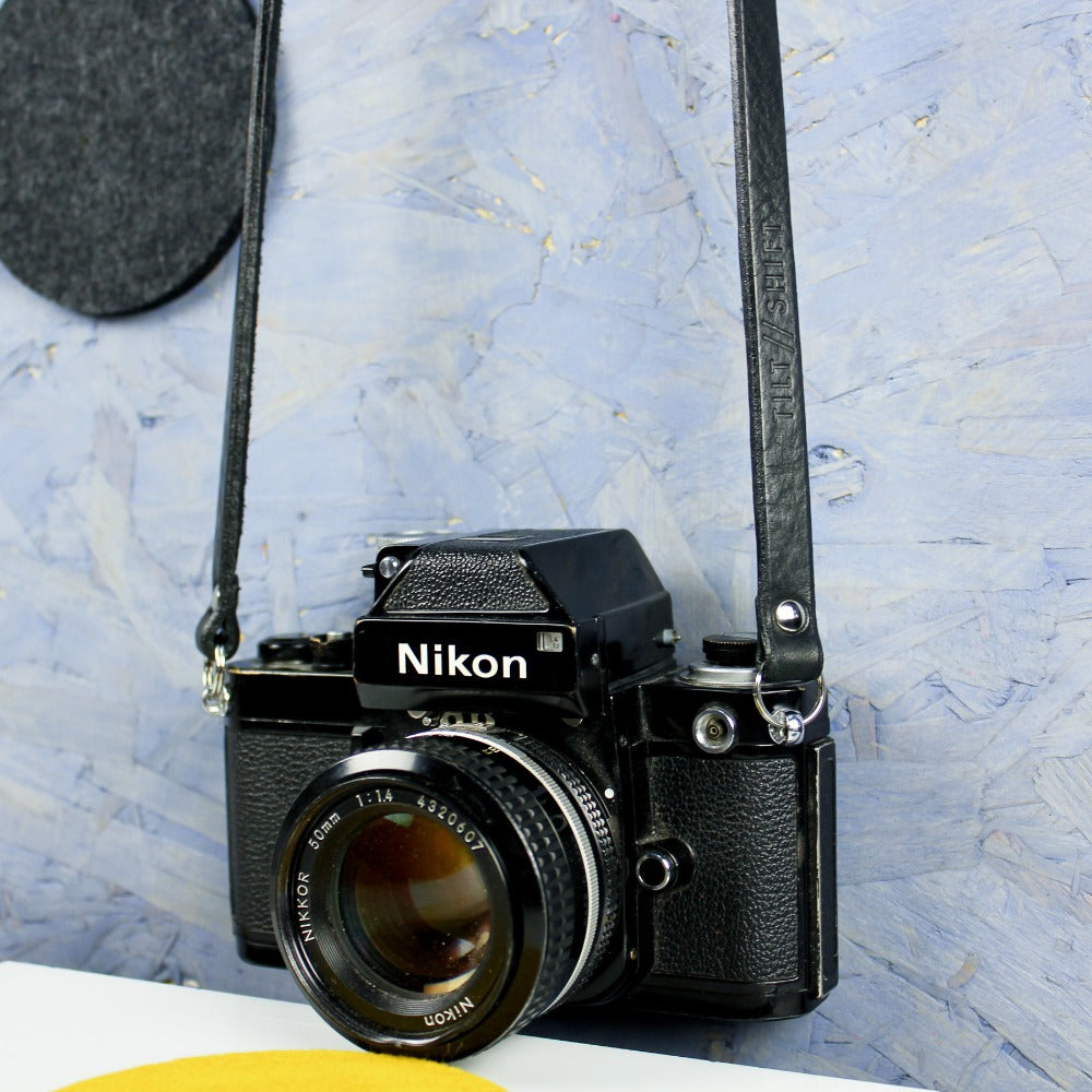 Wide Black Leather Camera Strap - Yosemite Rivet image 6