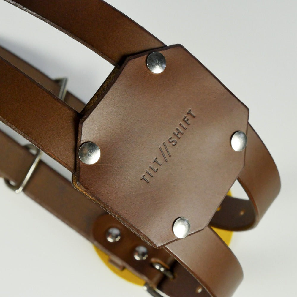 Black Leather Dual Camera Harness Strap - Dolomites image 1