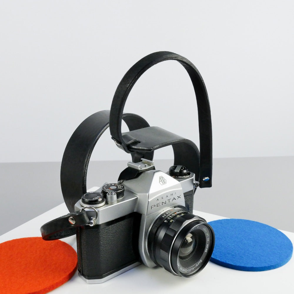 Wide Black Leather Camera Strap - Yosemite Rivet image 0