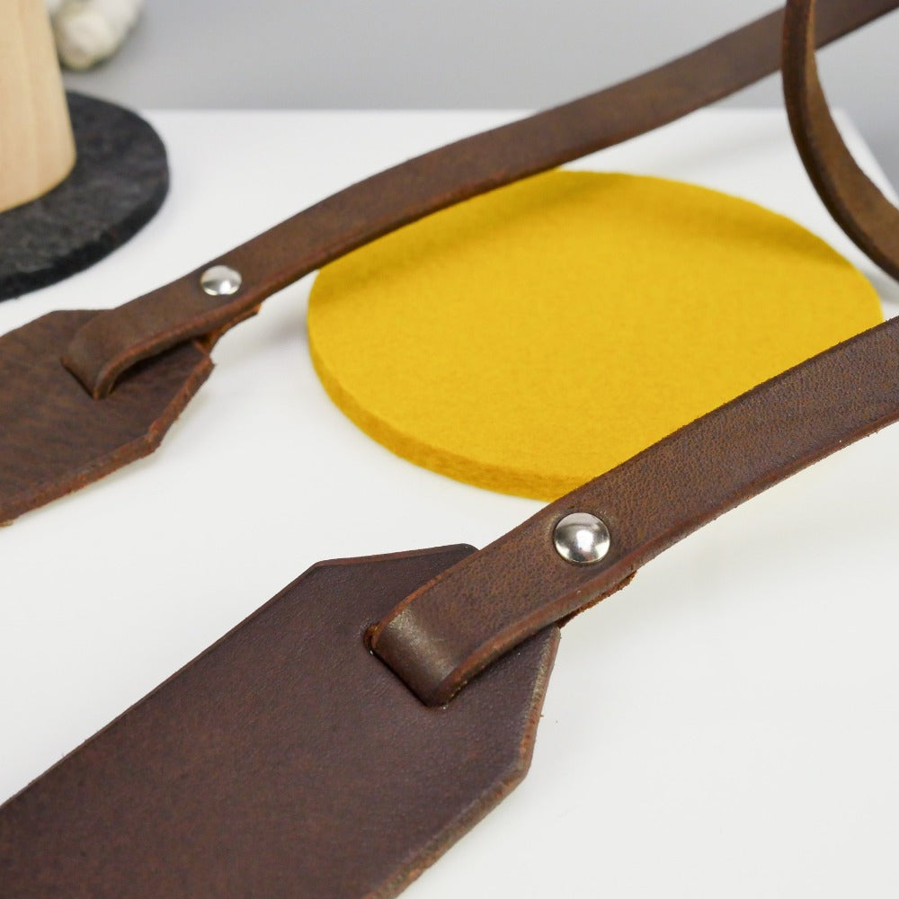 Wide Brown Leather Camera Strap - Yosemite Rivet image 2