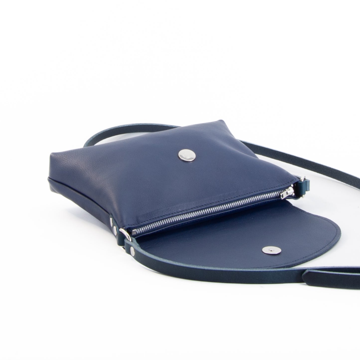 Soft Blue Leather Flap Over Bag image 4