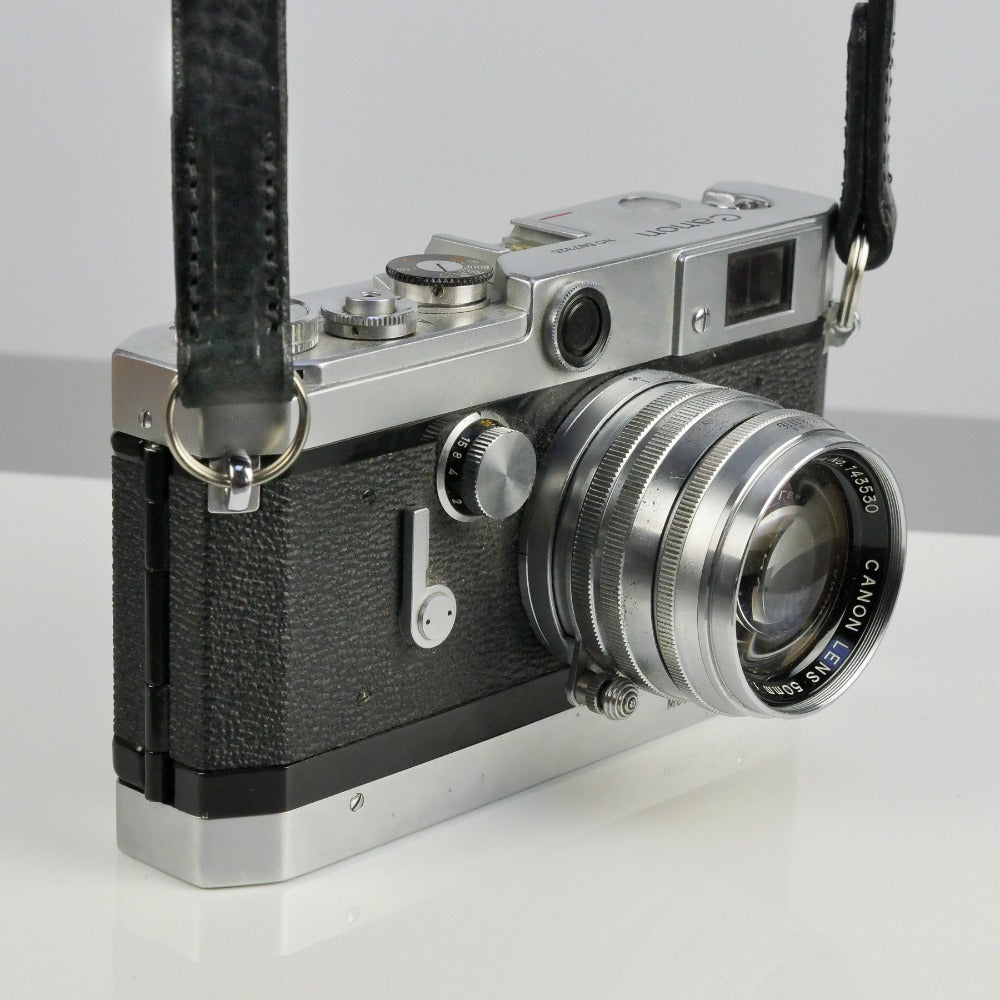 Slim Black Leather Camera Strap - Messel Stitched image 3