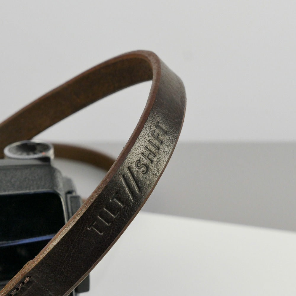 Slim Brown Leather Camera Strap - Messel Stitched image 3