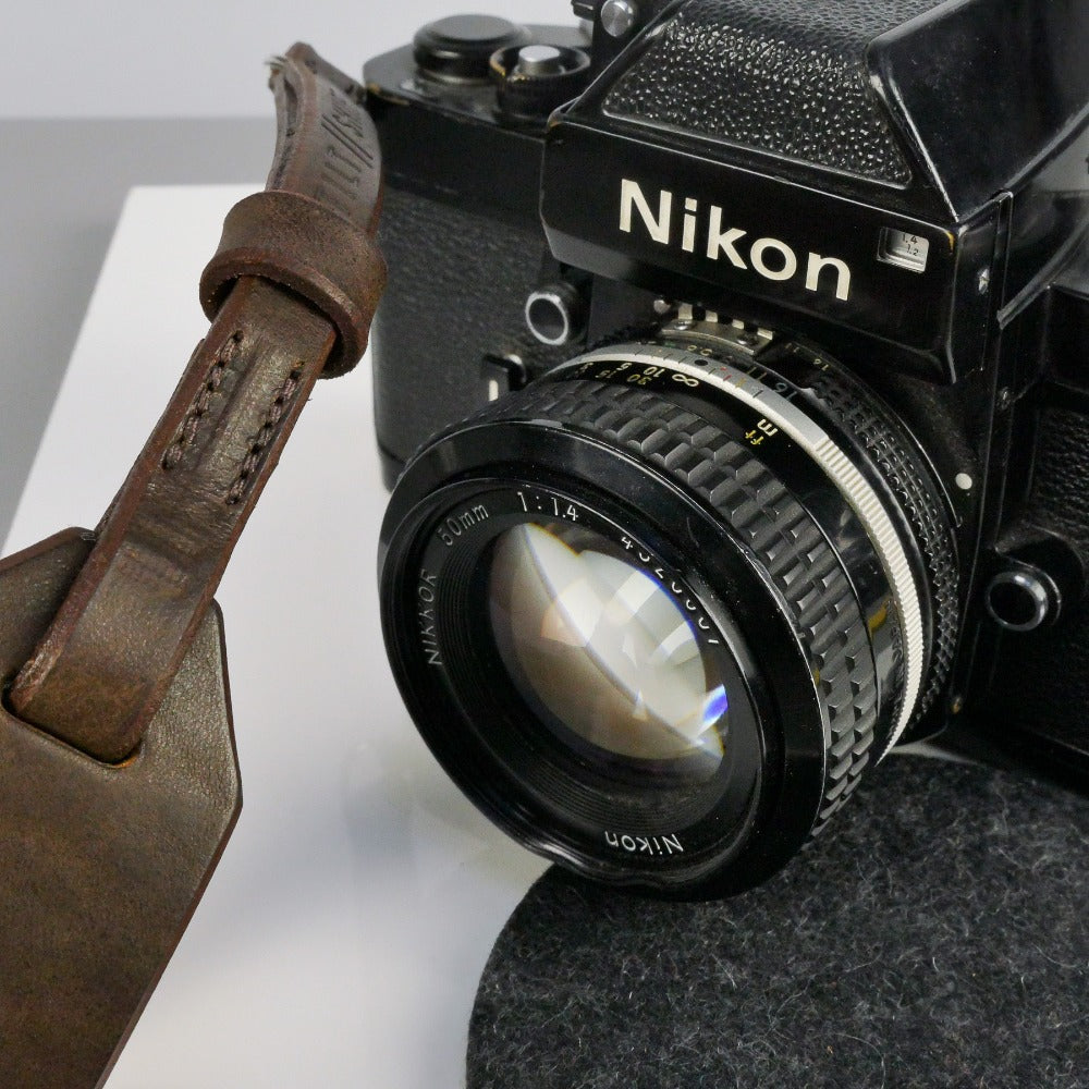 Brown Leather Wide Camera Wrist Strap - Scandola Stitched image 3