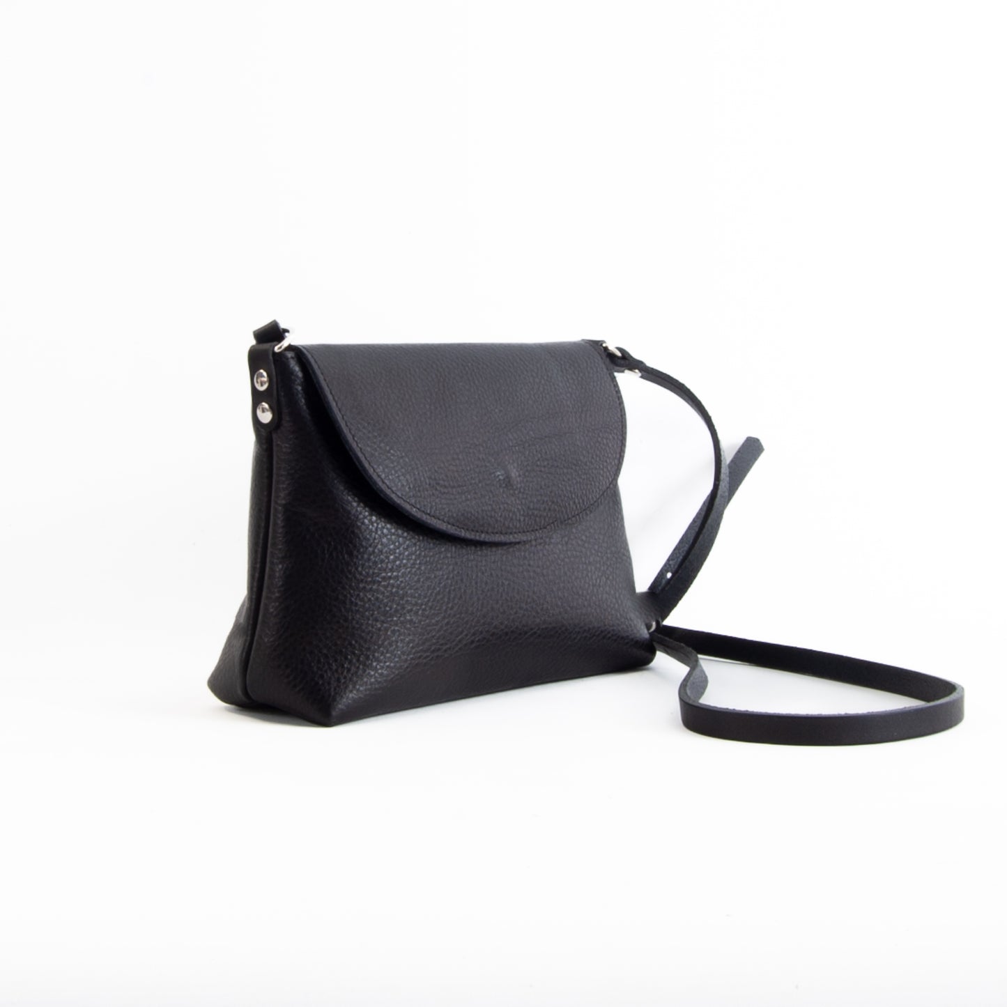 Soft Black Leather Flap Over Bag image 1