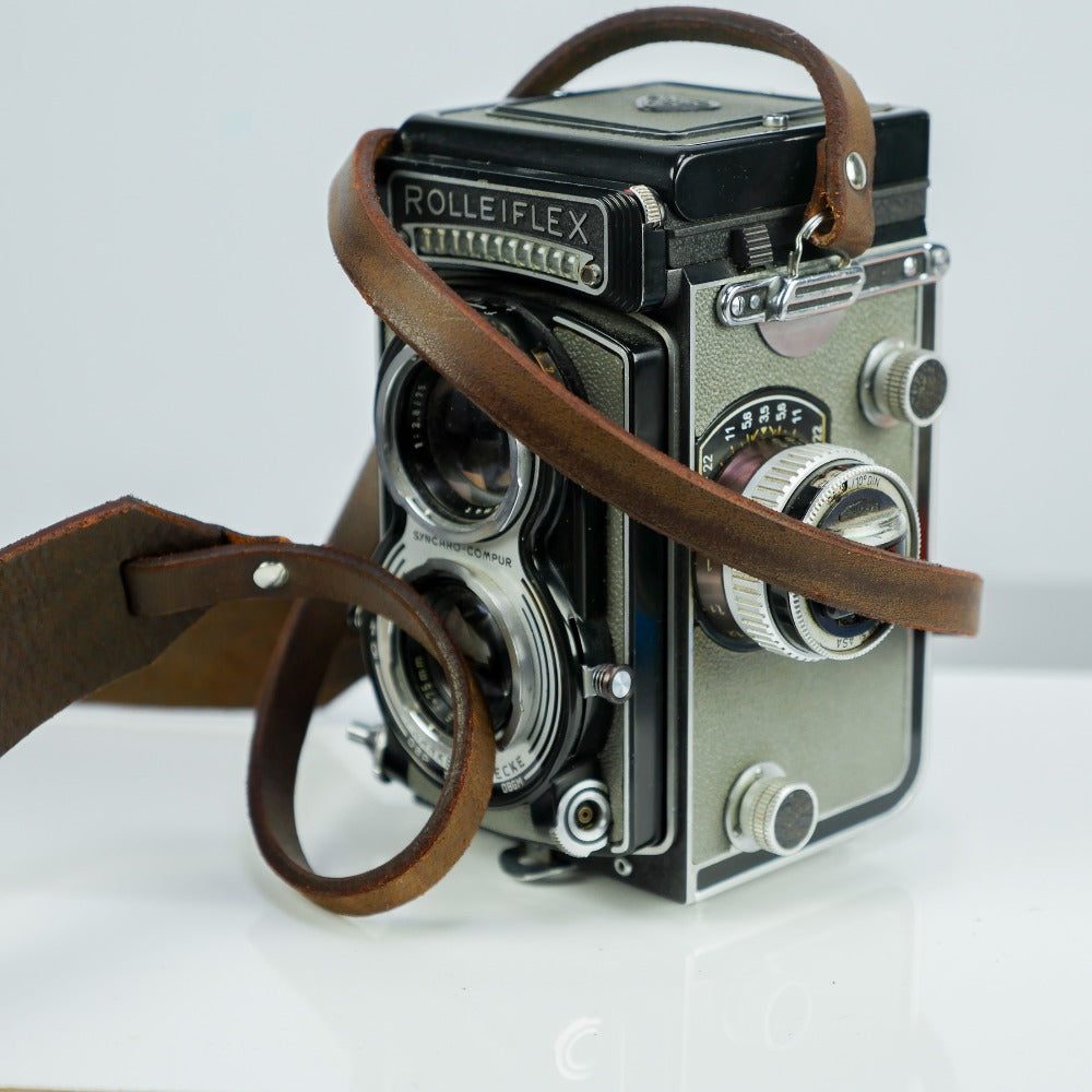 Wide Brown Leather Camera Strap - Yosemite Rivet image 4