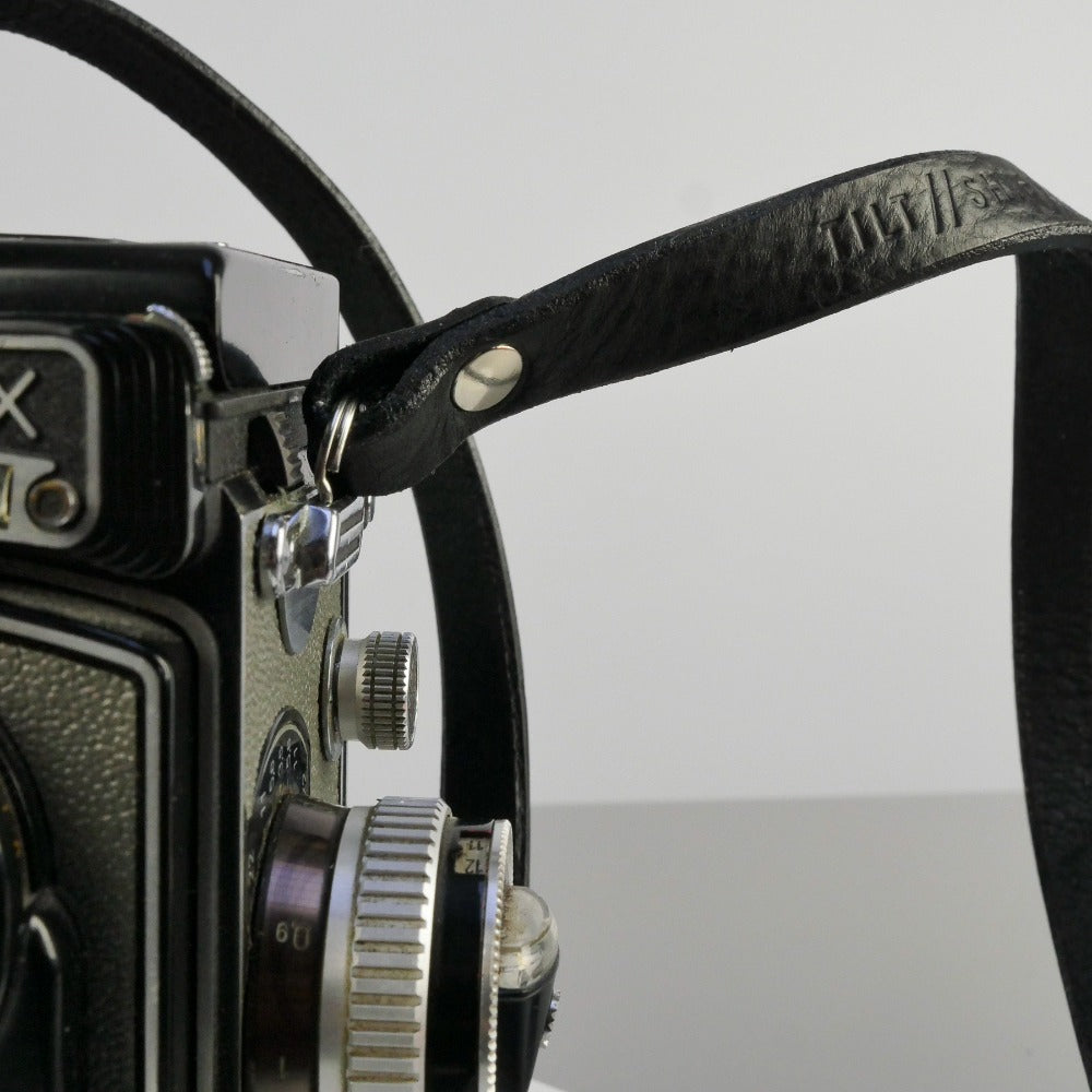 Slim Black Leather Camera Strap - Messel Rivet image 4
