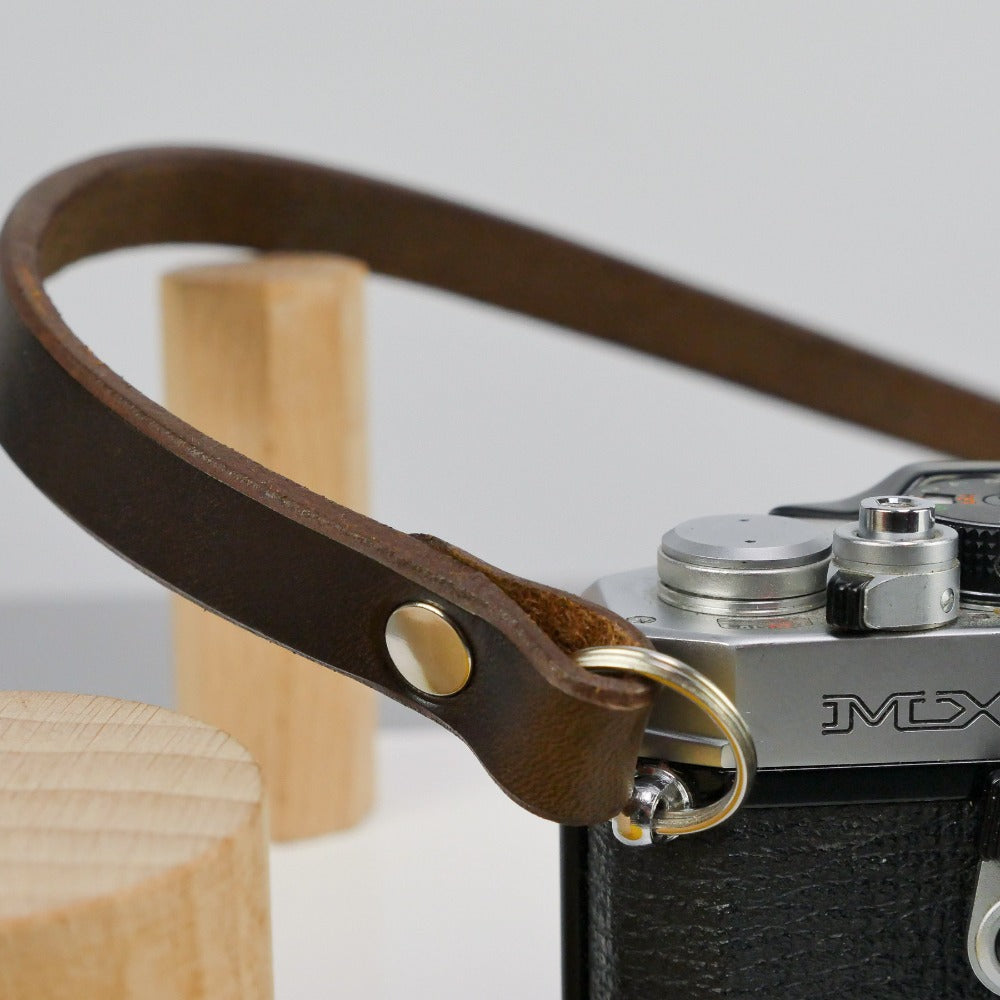 Slim Brown Leather Camera Strap - Messel Rivet image 2