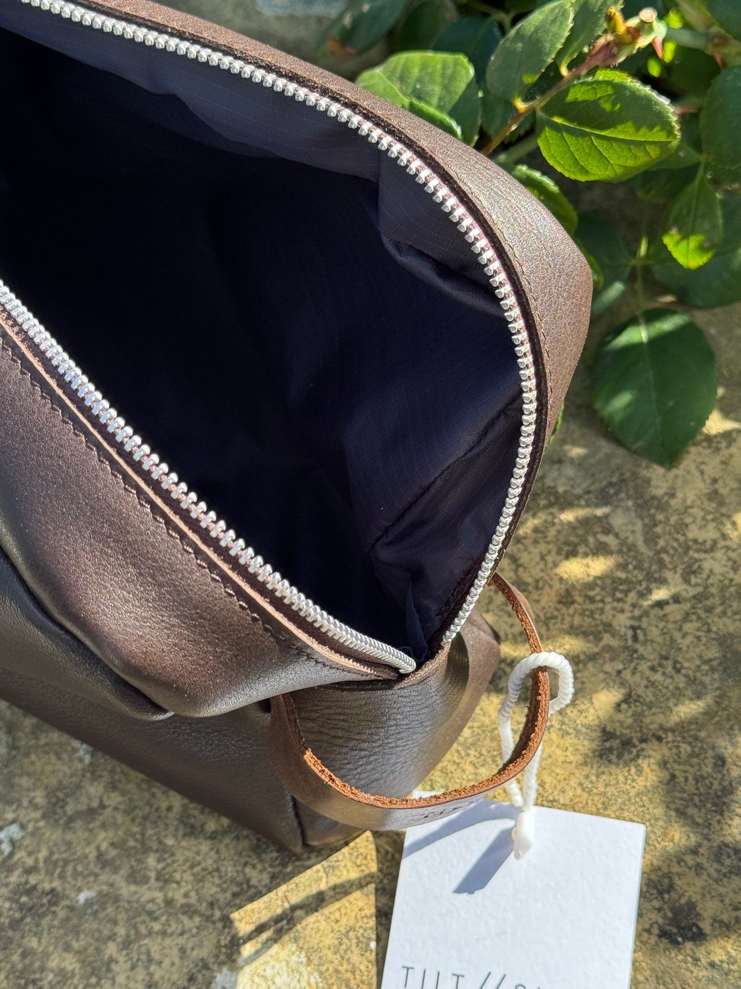 Brown Leather Wash Bag
