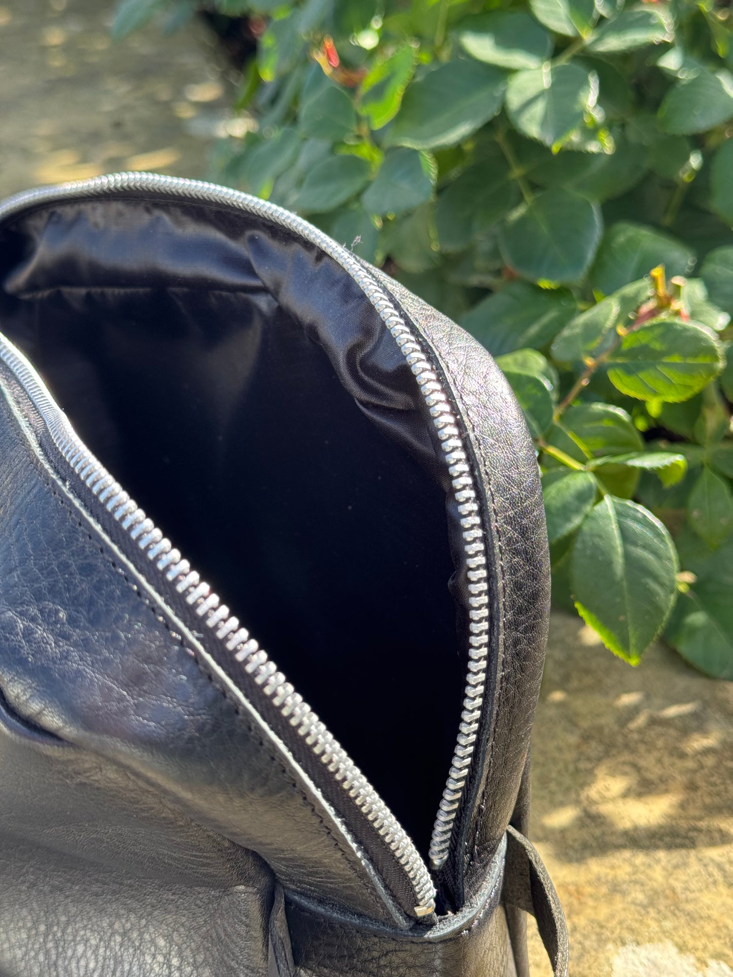 Black Leather Wash Bag
