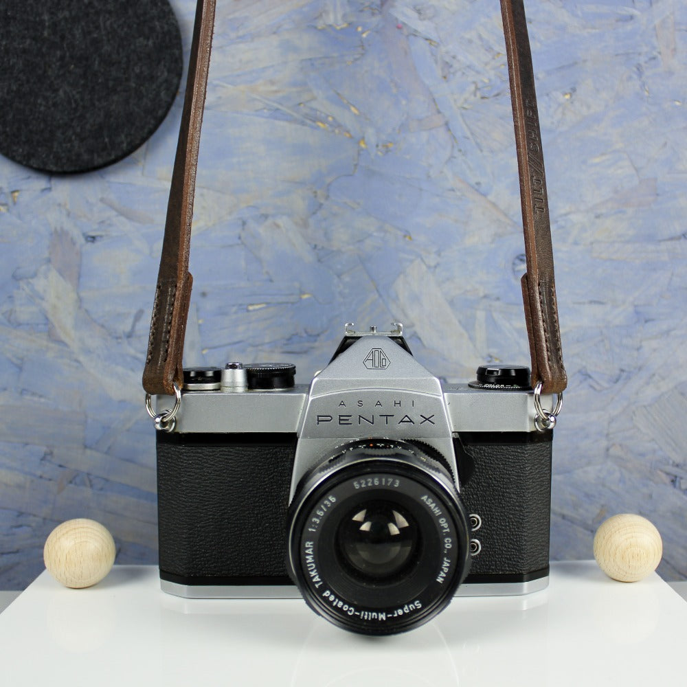 Wide Brown Leather Camera Strap - Yosemite Stitched image 4