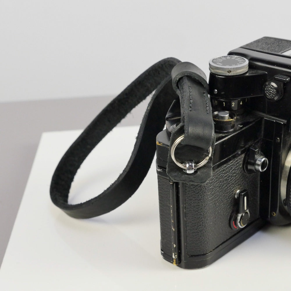 Black Leather Camera Wrist Strap - Lulworth Stitched image 5