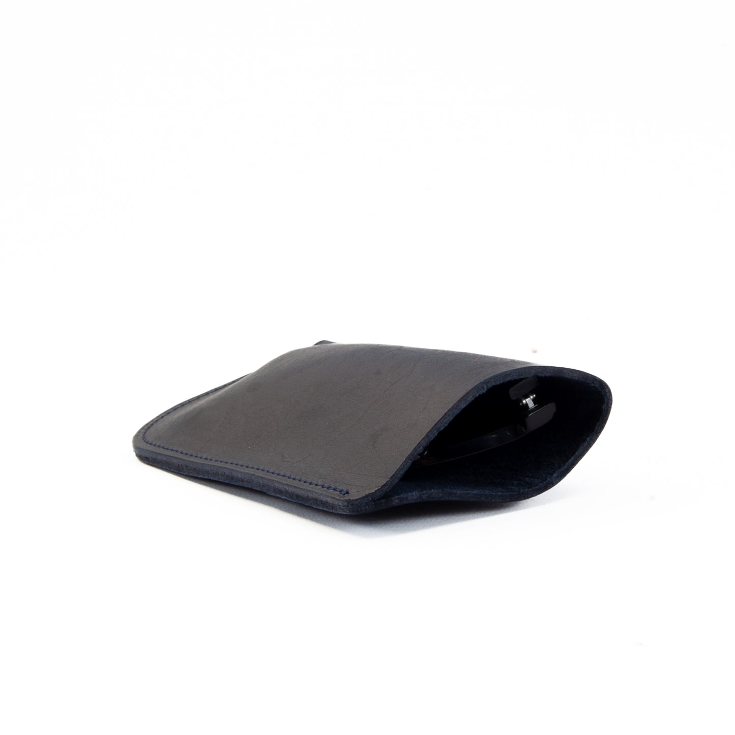 Vintage Navy Leather Glasses Sleeve image 1
