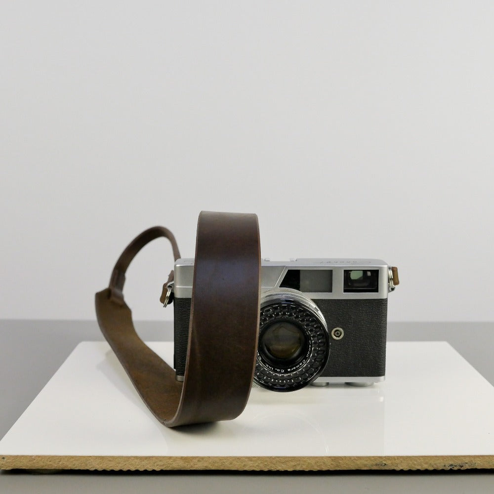 Wide Brown Leather Camera Strap - Yosemite Stitched image 3