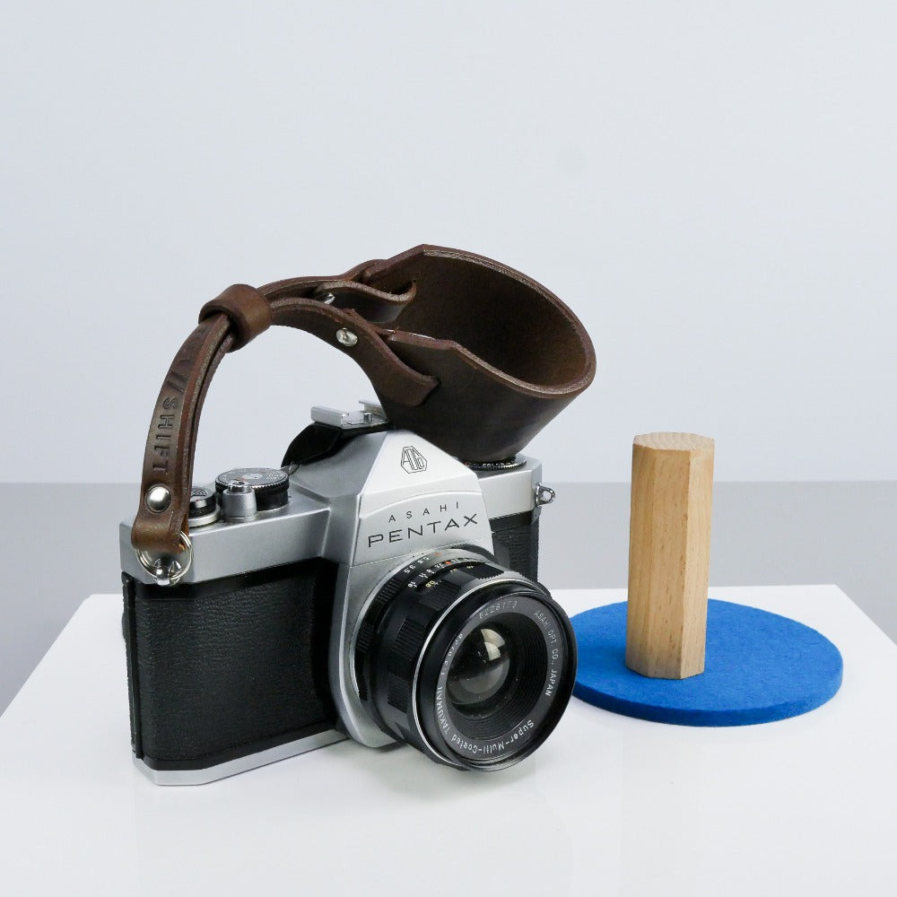 Brown Leather Wide Camera Wrist Strap - Scandola Rivet image 0