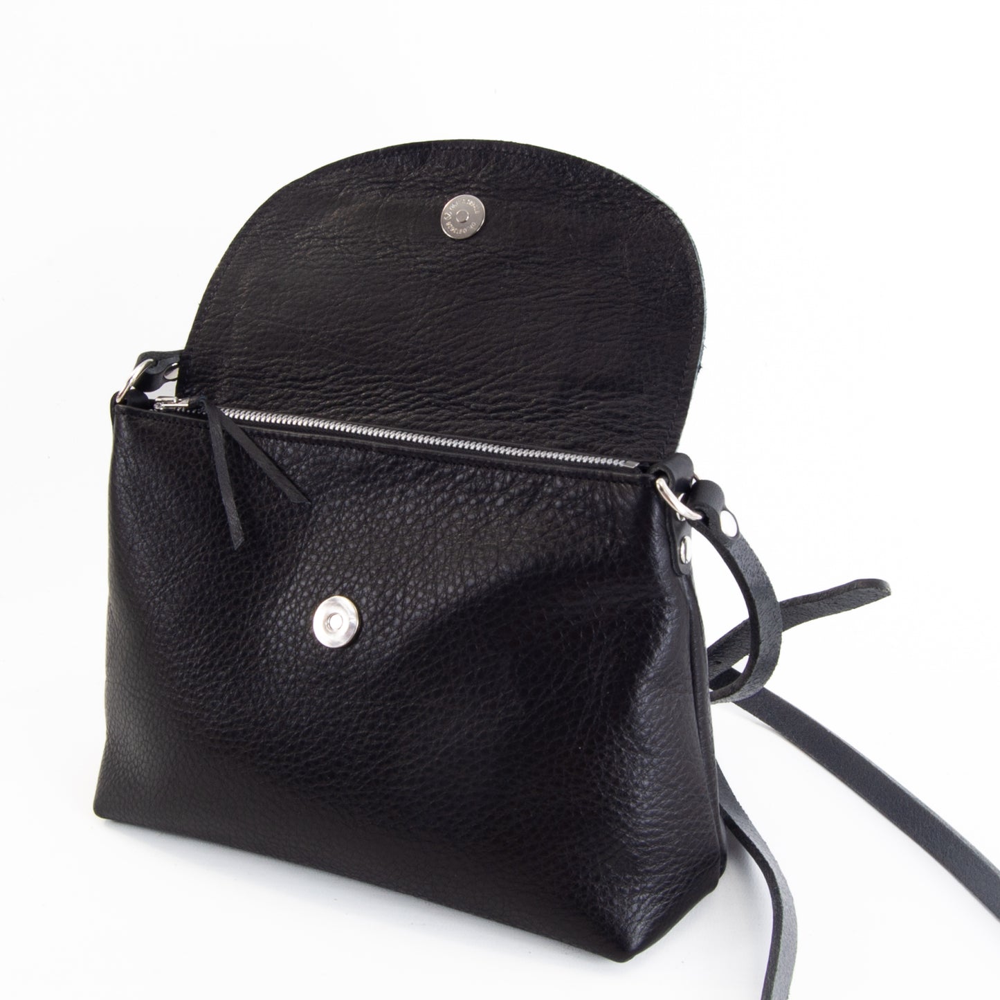 Soft Black Leather Flap Over Bag image 7