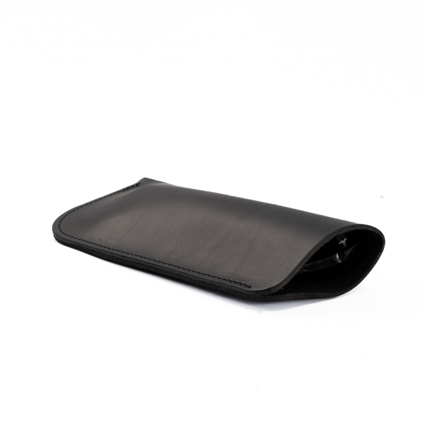 Black Leather Glasses Sleeve image 1