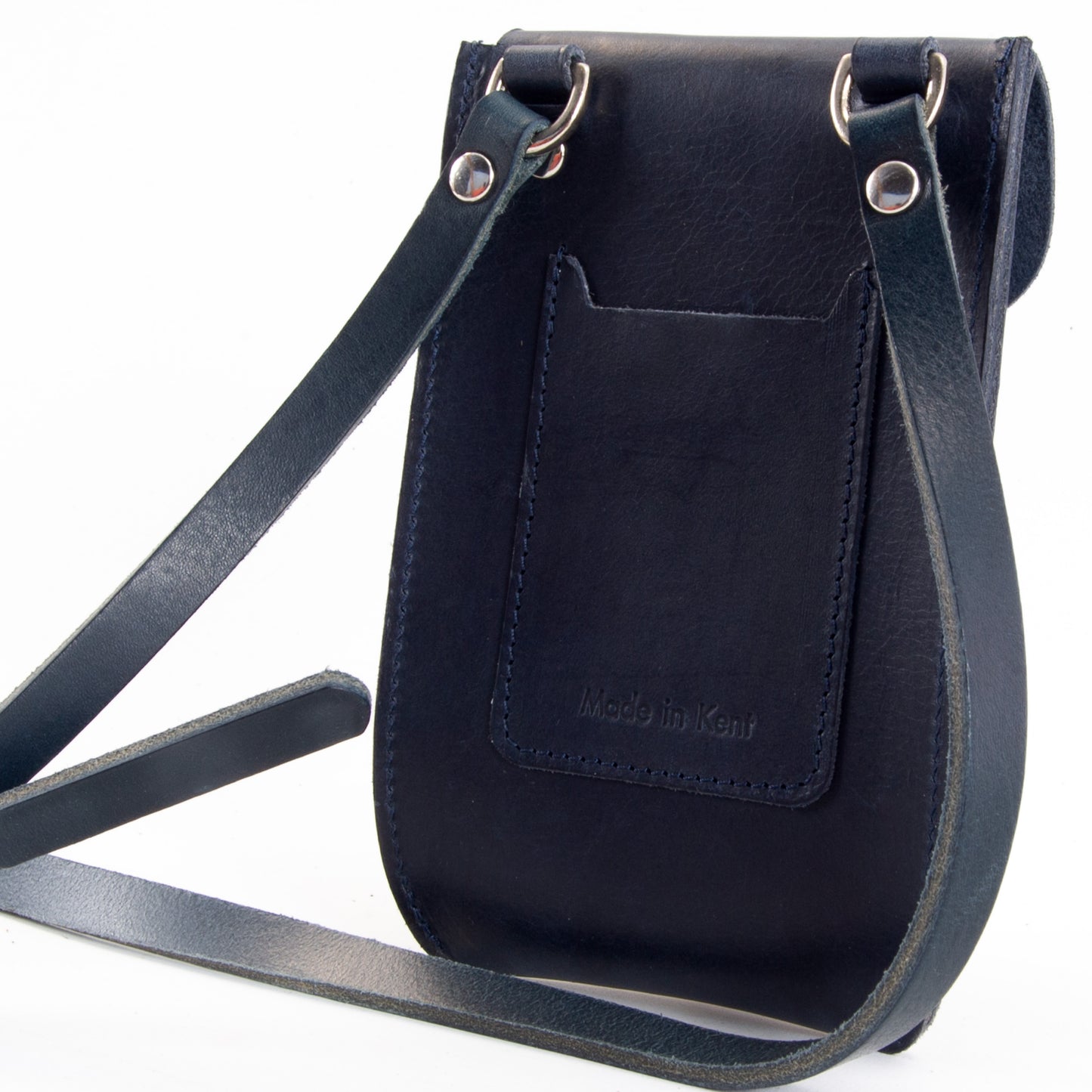 Vintage Navy Leather Phone Pouch image 4