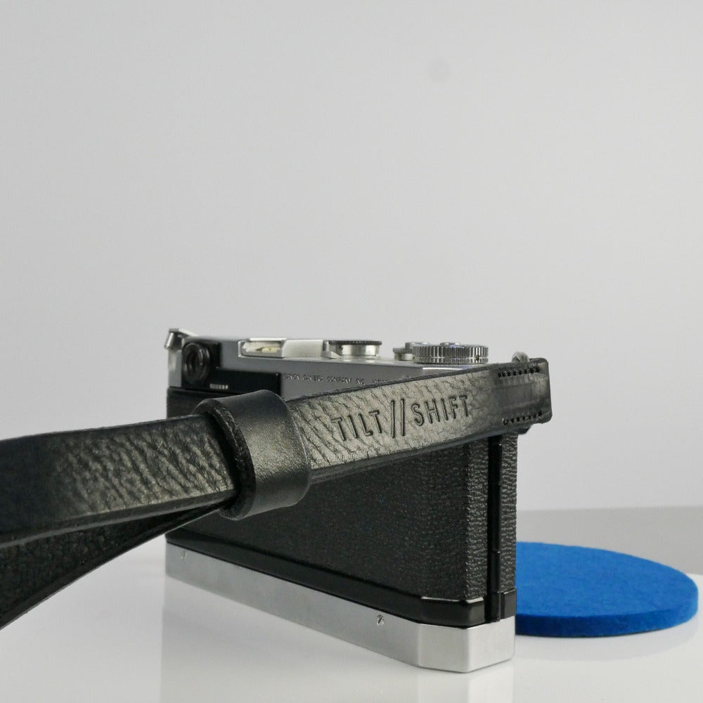 Black Leather Camera Wrist Strap - Lulworth Stitched image 4