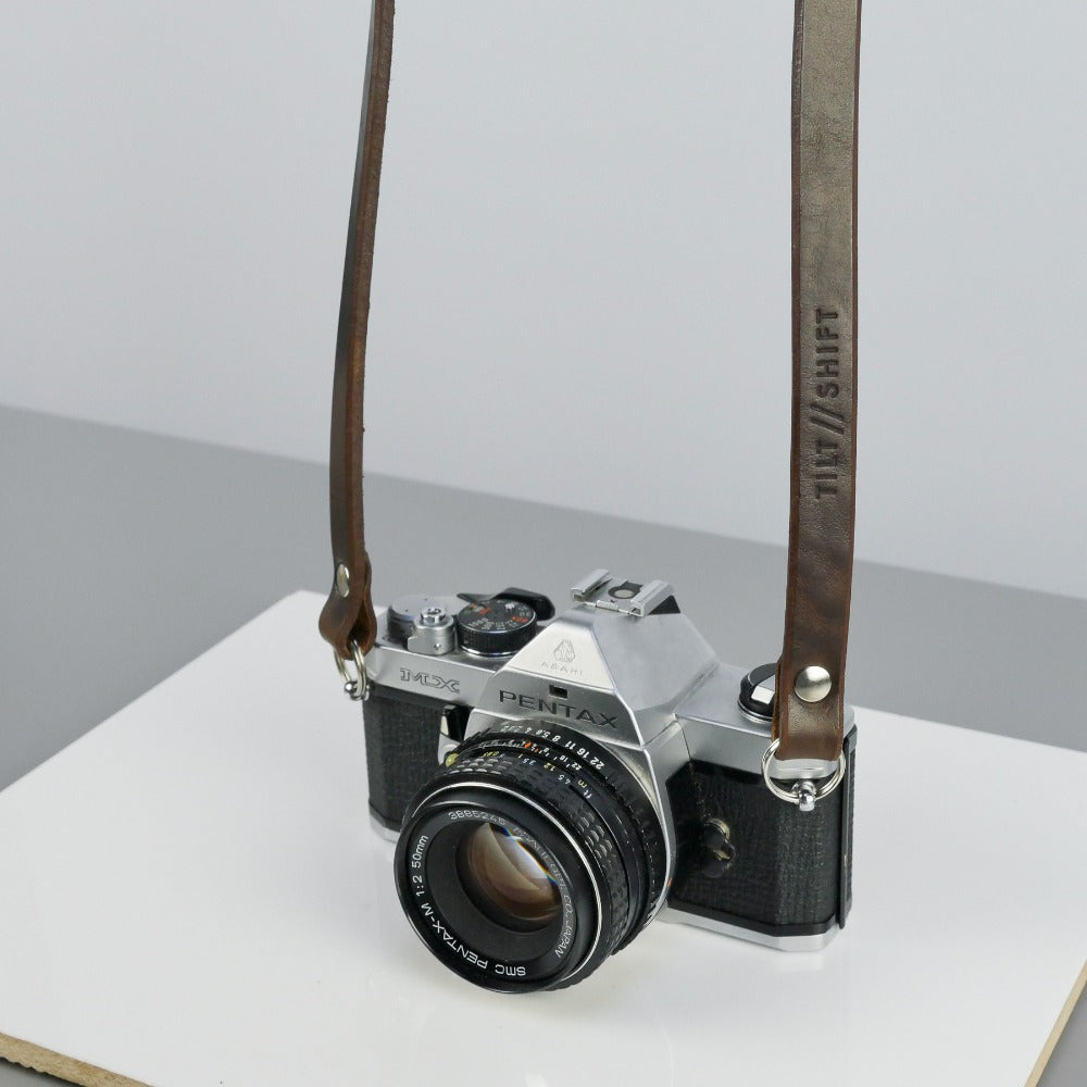 Slim Brown Leather Camera Strap - Messel Rivet image 6