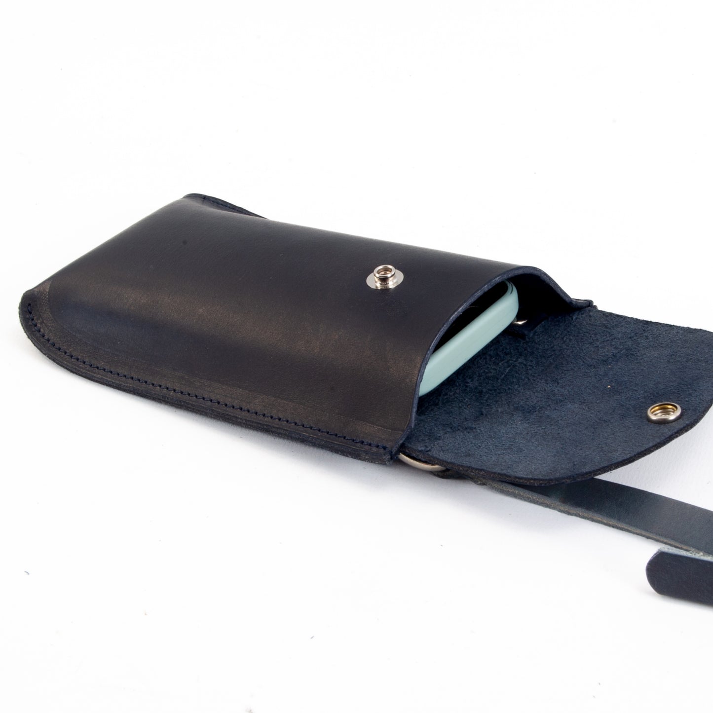 Vintage Navy Leather Phone Pouch image 5