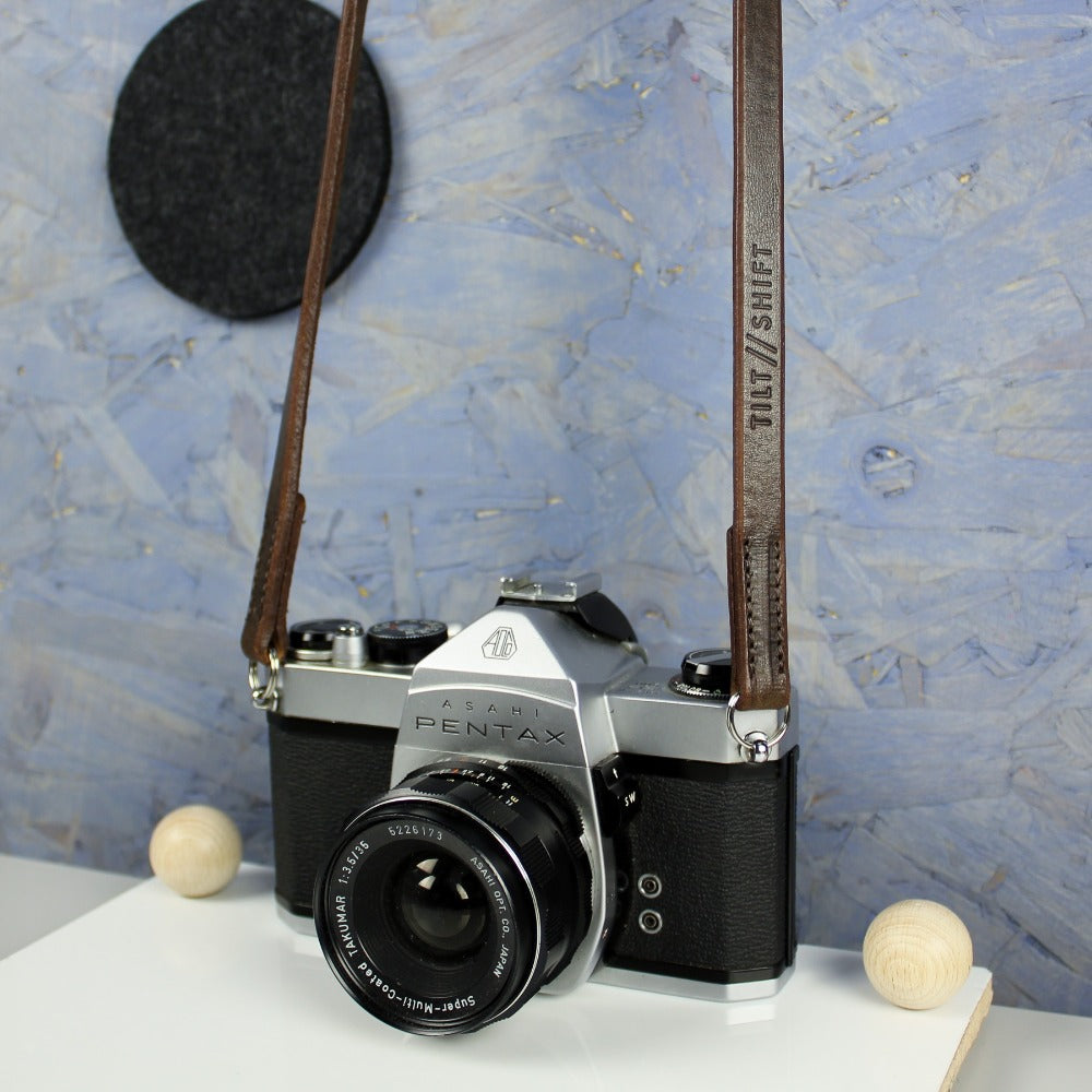 Wide Brown Leather Camera Strap - Yosemite Stitched image 6