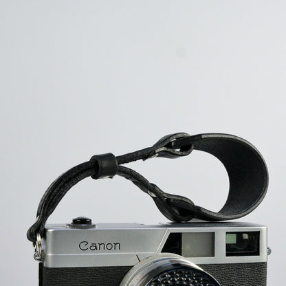 Black Leather Wide Camera Wrist Strap - Scandola Rivet image 1